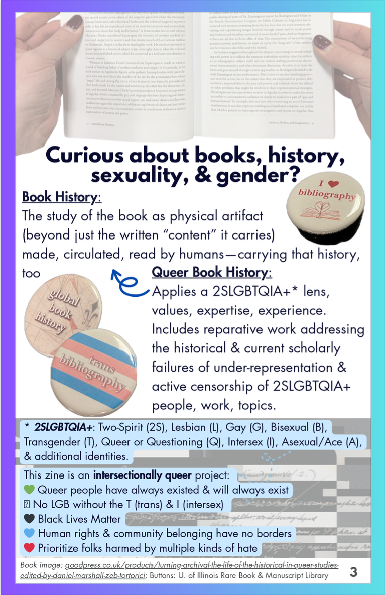"Queer Book History" zine page 3