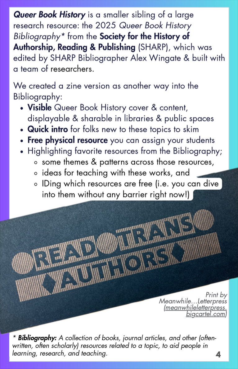 "Queer Book History" zine page 4