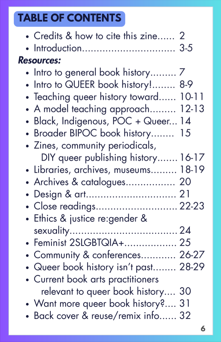 "Queer Book History" zine page 6