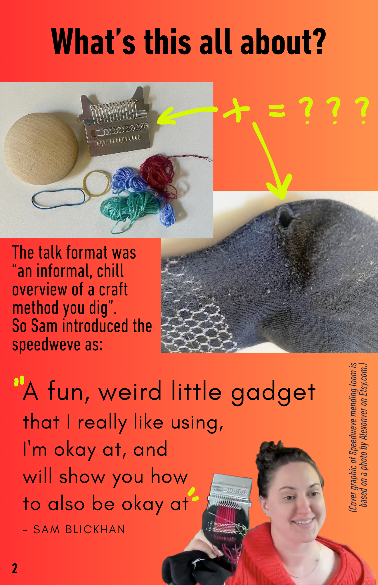 "Speedweve for Mending" zine page 2