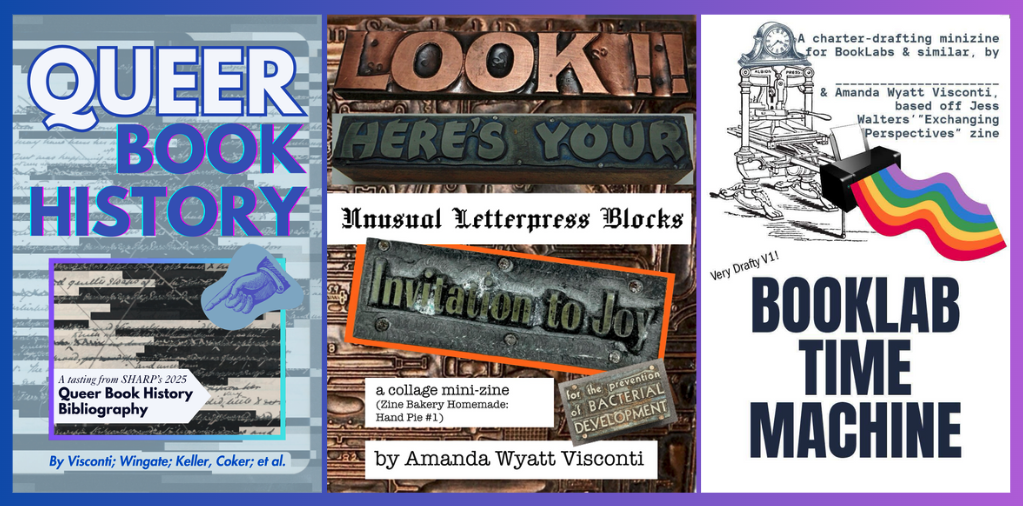 Covers of three of the letterpress zines described just above