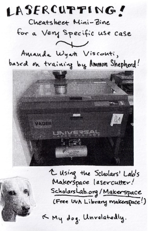 Cover of zine titled 'Lasercutter Cheatsheet Mini-Zine'