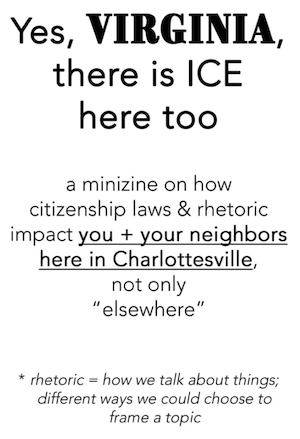 Cover of zine titled 'Yes, Virginia, there is ICE here too'